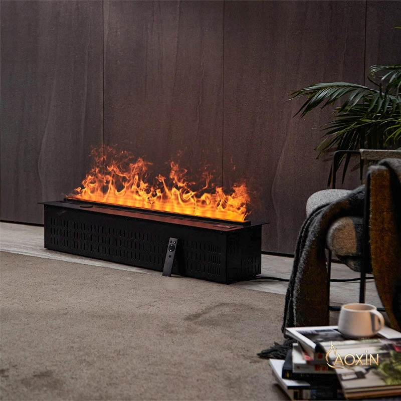 

Customizable Modern 3D LED Electric Fireplace Standalone Lifelike Fog Remote-Controlled Water Vapor/Steam For Hotels Made Steel