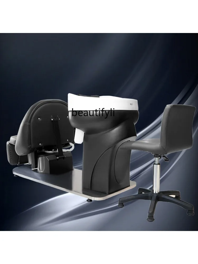 Customized New Electric Shampoo Chair Lying Half Flushing Bed Barber Shop for Hair Salon Beauty Salon Ceramic Basin Hair Washing