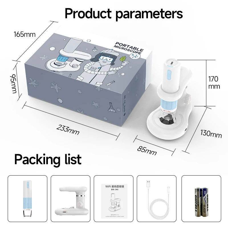 Microscopio Digital WiFi 50X-1000X, microscopios portátiles inalámbricos de 1080P, Base de iluminación para cámara para reparación de cosmetología PCB de plantas de monedas