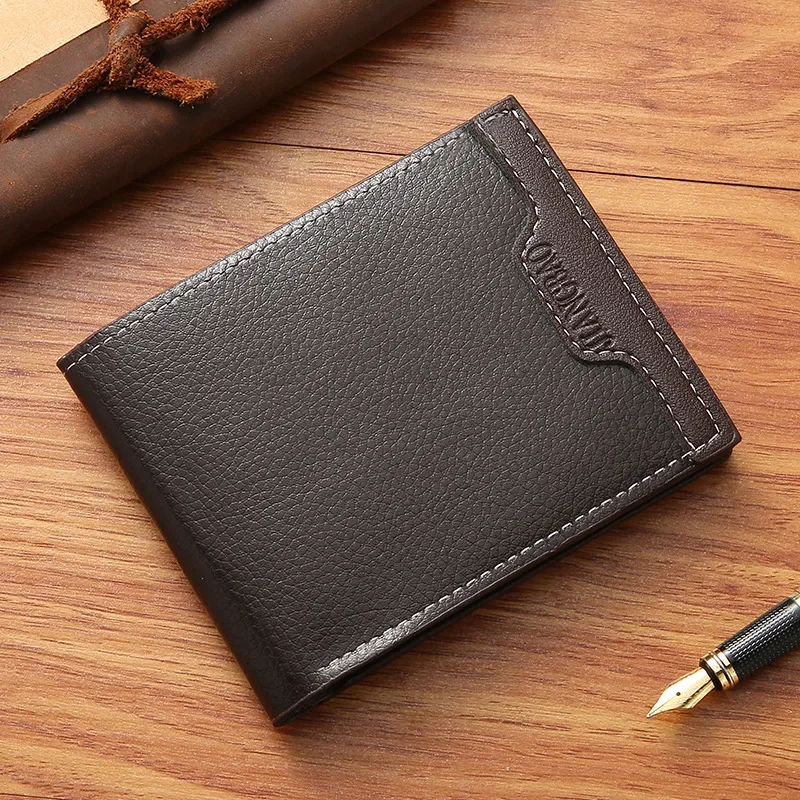 Vintage Men Leather Wallet Short Slim Male Purses Money Credit Card Holders Men Wallet Money Bag