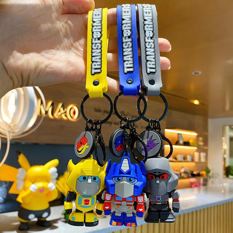 Cartoon Transform Shape Robot Toy Doll Keychain Cute Exquisite Cool Resin Mechanic Robot Key Chain Men Women Car Bag Charm Gifts