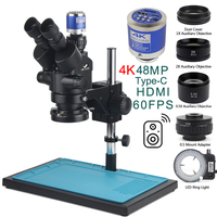 1080P 48MP 2K 4K HDMI USB VGA C Mount Video Camera 50X 100X Simul-Focal Stereo Trinocular Microscope Phone Soldering PCB Repair