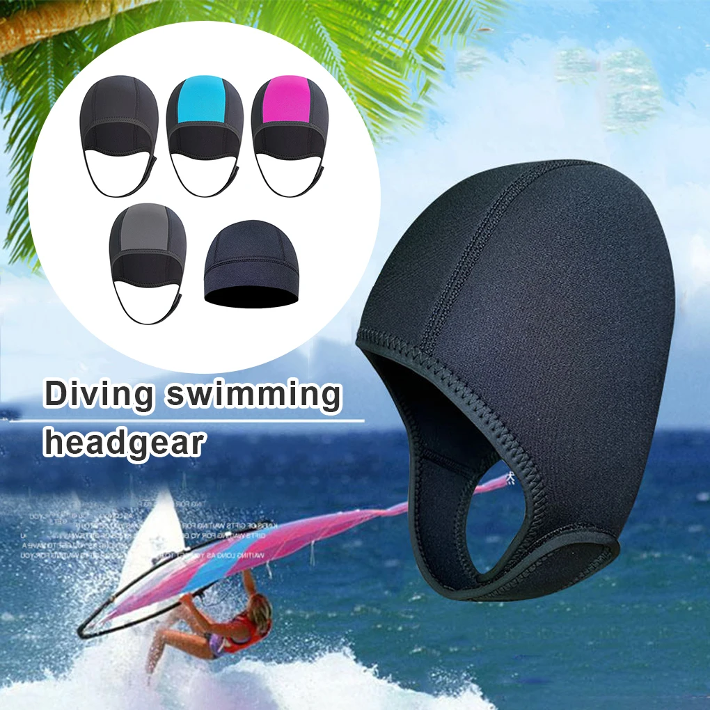 Neoprene Thicken Swim Thermal Hood Cap Thicken Swimming Pool Ear Hat Unisex Swimwear Equipment Man Women Black