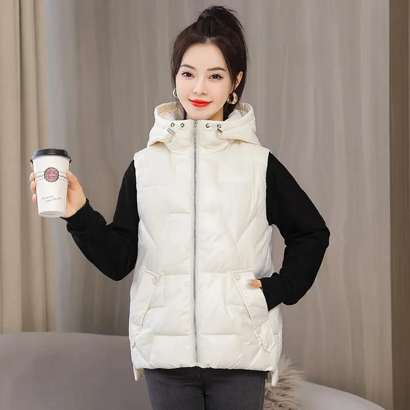 

2023New Autumn Winter Down Cotton Vest Jacket Women Short Waistcoat Sleeveles Parka Warm Coat Female Casual Overcoat Ladies Tops