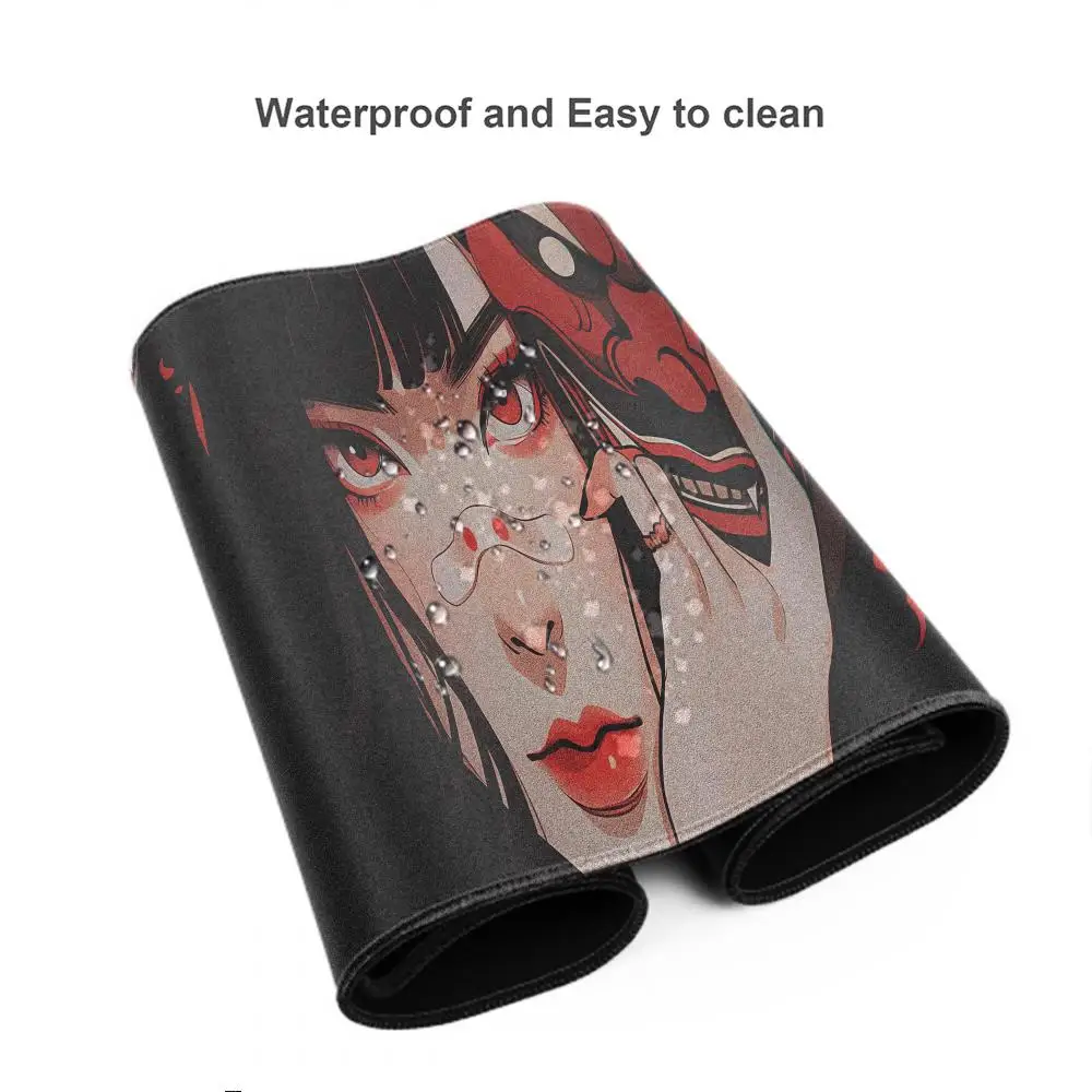 40x90cm Gaming Samurai Oni Mouse Pad Japan Mask Girl Deskmat Large Gamer Professional Premium Mousepad Speed Control Accessories