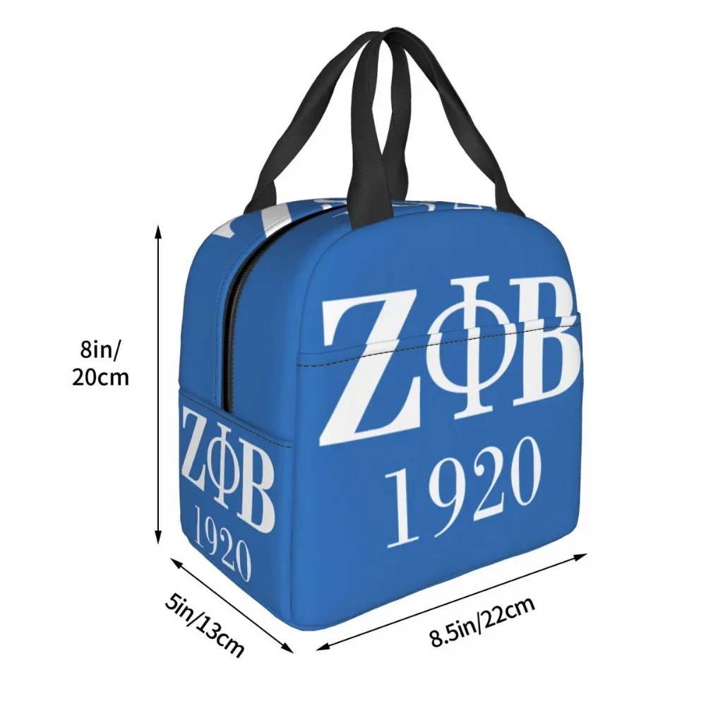 Zeta Phi Beta Geïsoleerde Lunchtassen Voor Werkschool Hervatbaar Thermisch Koeler Voedsel Lunchbox Vrouwen Kinderen Picknick Draagtassen