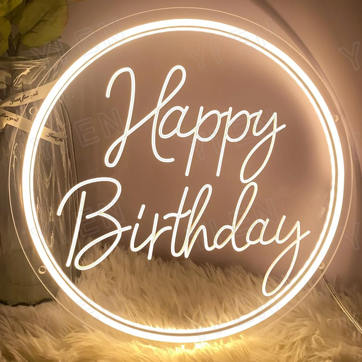 Imagem -03 - Feliz Aniversário Led Neon Sign para Wall Decor 3d Art Carving Design Indoor Quarto Signs Backdrop Flex Festa de Natal Casamento