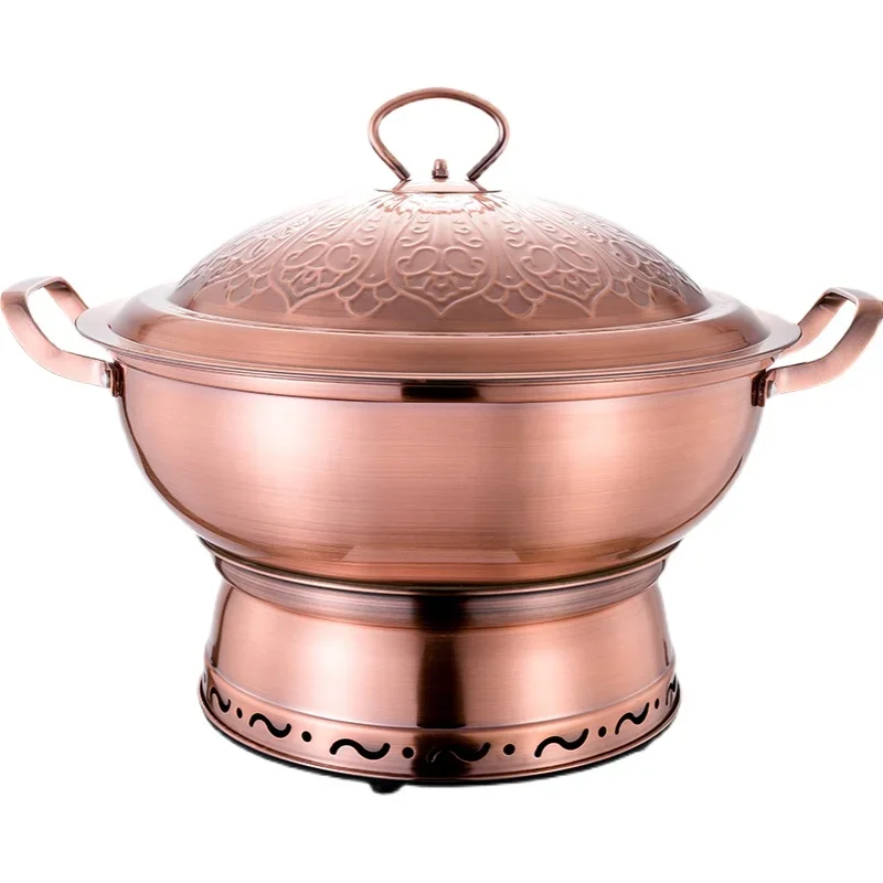 Plug-in copper chafing pot household lifting rotating pot copper chafing pot commercial.