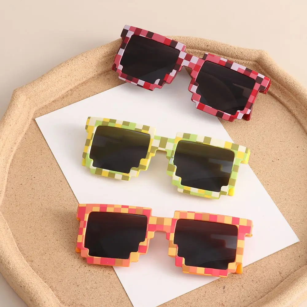 

Gift Halloween Photo Props Cosplay Gamer Robot Sunglasses Decorative Shades Pixelated Mosaic Glasses Party Disco Glasses