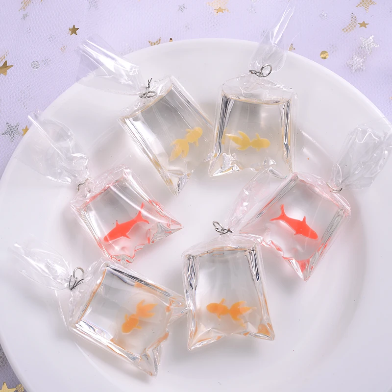 6Pcs/Pack 3 Color Classic Transparent Goldfish Shape Pendant Charm Acrylic Pendants For Jewelry Makeing DIY Necklace Accessorie