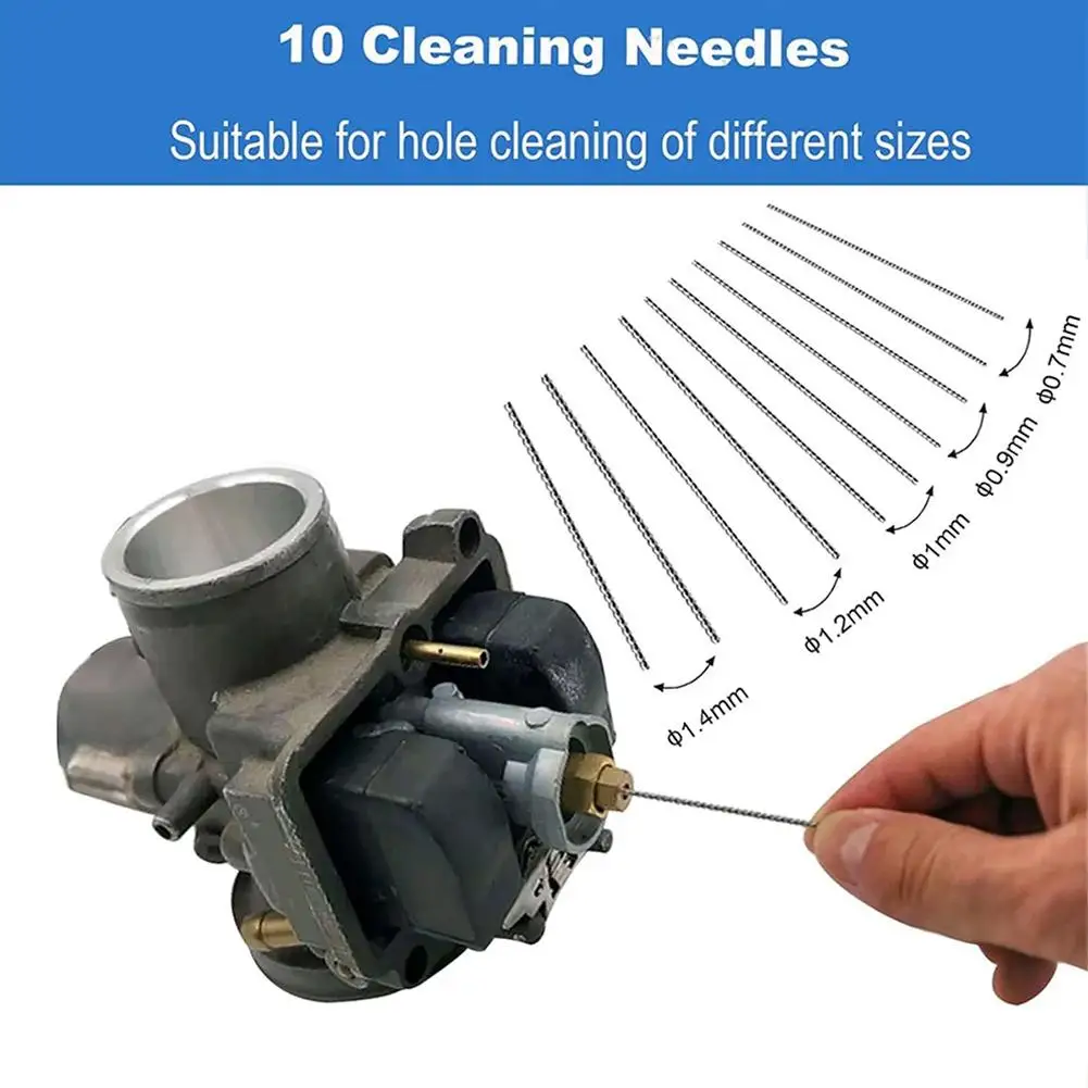 Professional Carburetor Cleaning Kit Nylon Brushes Steel Needles Tool Set for Motorcycle ATV Chainsaw Welder Jet Clog Removal