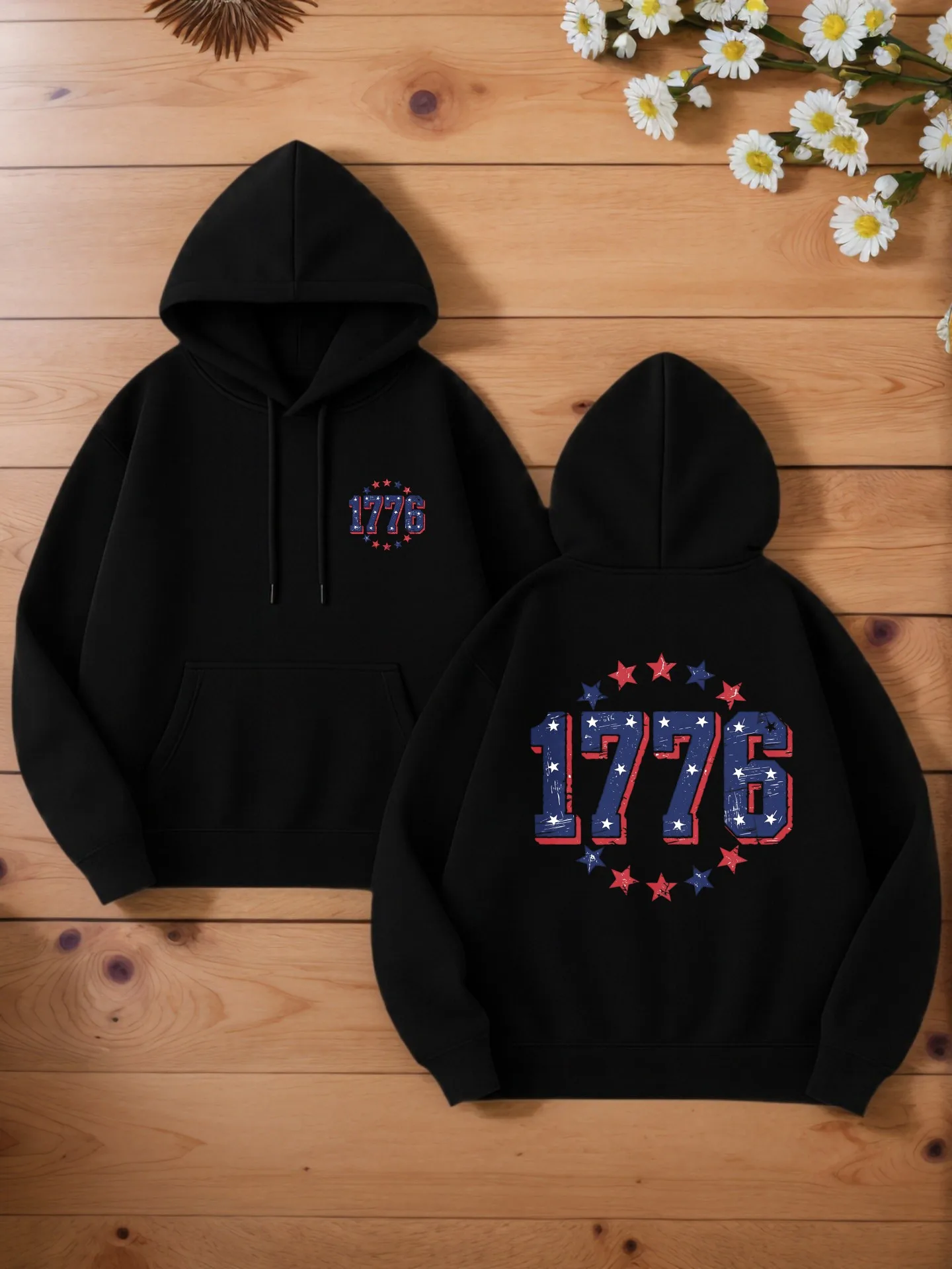 هوديي جرافيك للرجال، طباعة 1776، طراز كاجوال، قماش ناعم، للرجال، للارتداء اليومي #1