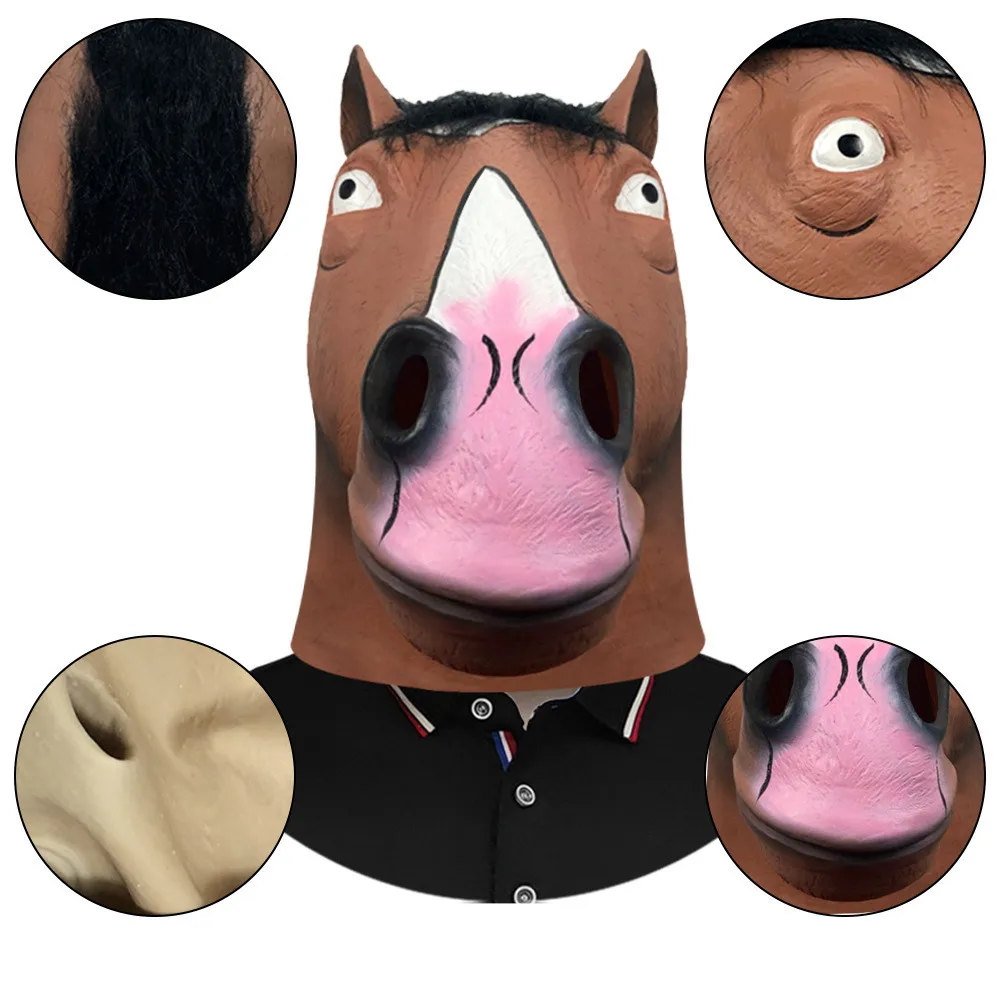 Pferdemann-Kopfmaske Pferde-Cosplay-Masken für Halloween-Party-Kostüme aus Latex – Detail 4