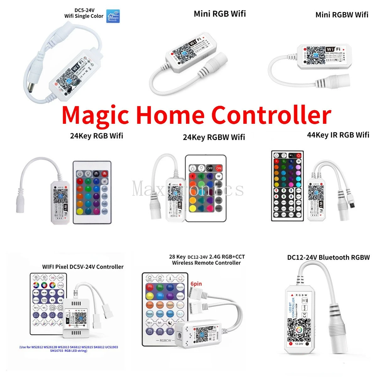 Magic Home Bluetooth Wireless WiFi DC5V 12V 24V Controller LED RGB/RGBW IR RF per WS2811 WS2812B striscia LED RGB RGBW monocolore