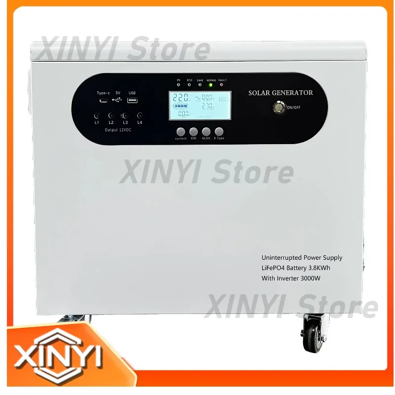 All-In-One Portable Power Station for 25.6V 150V 3800WH EU Plug 1000W Rated Pure Sine Wave Inverter Generator for Home Car
