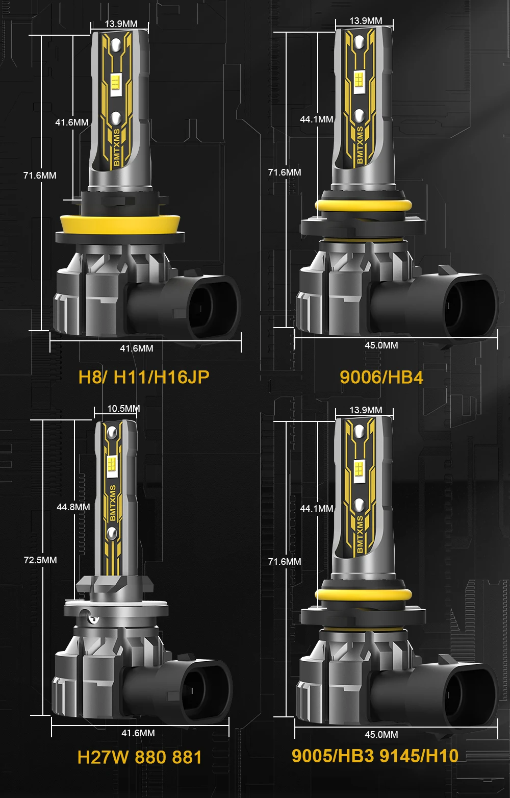 BMTxms 2Pcs H8 H11 LED Car Fog Light Bulb H10 9145 HB4 9006 9005 HB3 H16 JP H27 880 881 Led DRL Lamp For Hyundai Toyota Ford KIA image 2