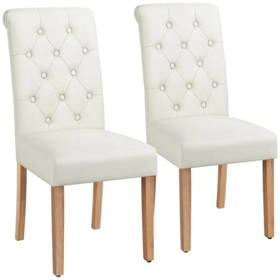 

Dining Chairs Set of 2 Fabric Upholstered Dining Room Chairs with Button Tufted High Back and Solid Wood Legs for Kitchen/Livin