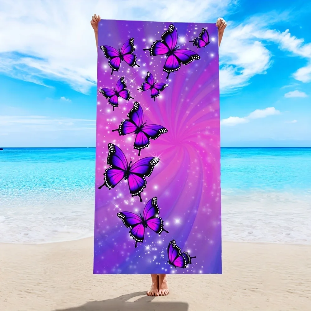 

Magical Purple Butterfly Beach Towel: Sparkling Design for Your Beach Adventures Suitable for towels, bath towels, beach towels