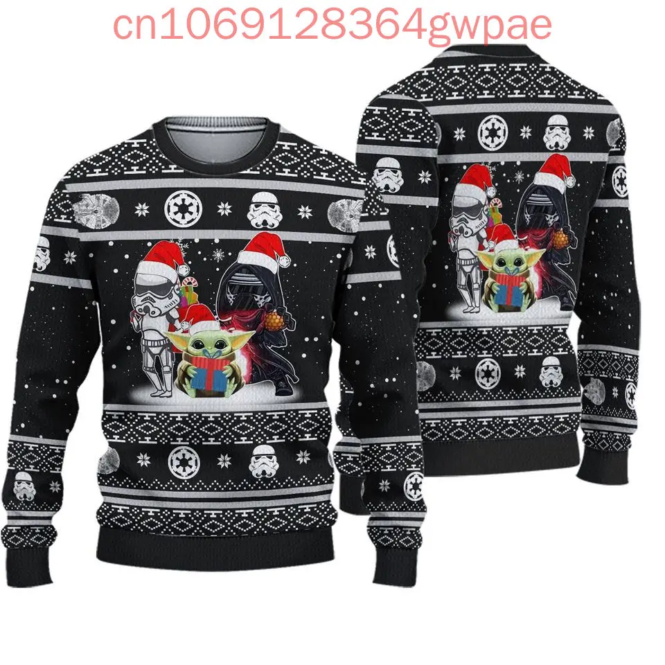 Disney baby yoda Christmas Ugly Sweater Men's Womens 3d Ugly Sweater Darth Vader Ugly Christmas Sweater Anime Xmas Sweater Tops