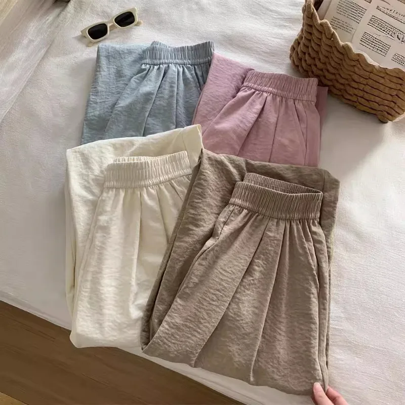 Wide-leg Pants for Women  Loose High-waisted, Matte Floor-sweeping Pants  2024 Summer Thin Cool Pants  Casual Trousers