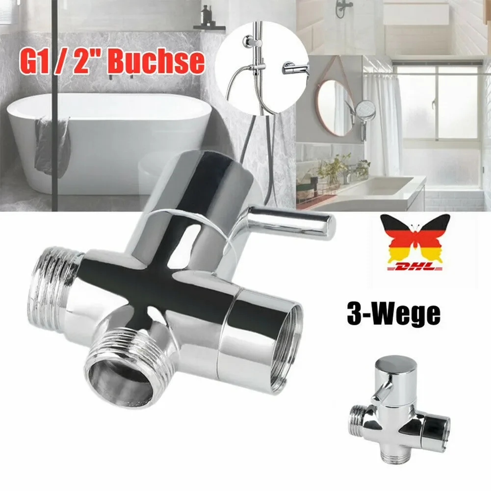 1/2 Valve Head Faucet Bathroom Accessories Water Separator Switch Adapter Adjustable Control 3 Way Connector Shower Diverter