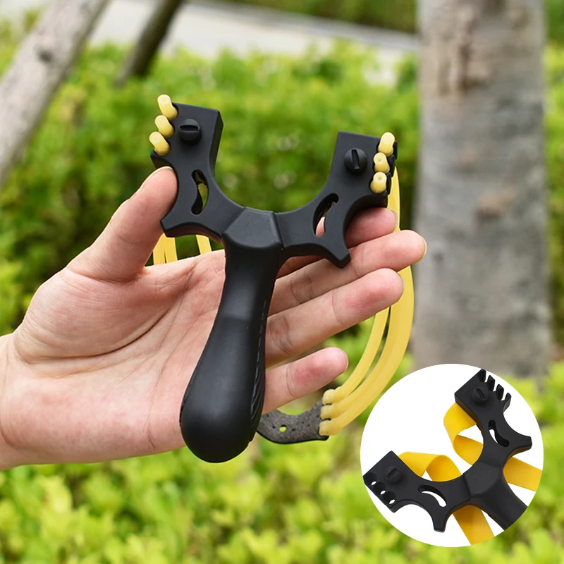 Upgraded Black Resin Slingshot Field Hunting Shooting Professional Sling Portable Slingshot Supports Two Different Rubber Bands