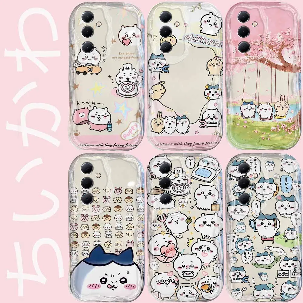 Kawaii Chiikawas 3D Wave Phone Case, tampa traseira de silicone macio, apto para Samsung Galaxy S24, S23, S21, S20 FE Plus Ultra, 4G, 5G