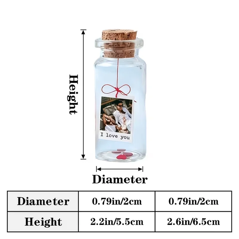 Custom Photo Message Bottle Personalized Drift Bottle Mini Glass Jar Gift Valentine Birthday Anniversary Couple Bridesmaid Gifts