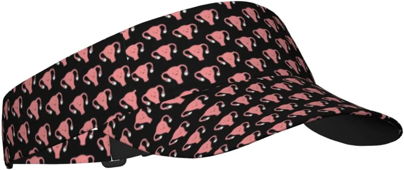 Sport Sun Visor Hat Happy Uterus in Black Unisex Sun Hat Cap for Hiking Beach