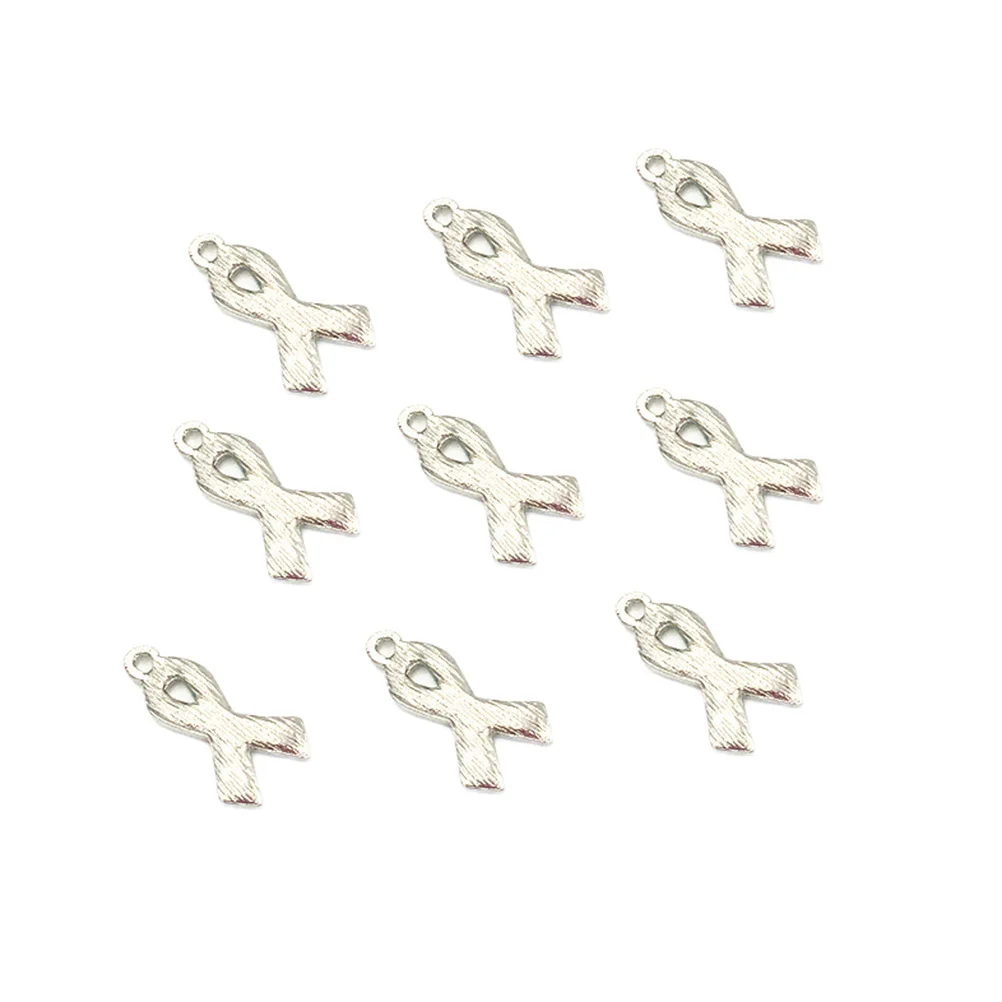 

50pcs Ribbon Pendant Alloy Charms For Jewelry Making Diy Accessories Women Keychain Necklace Decor Gift Yellow