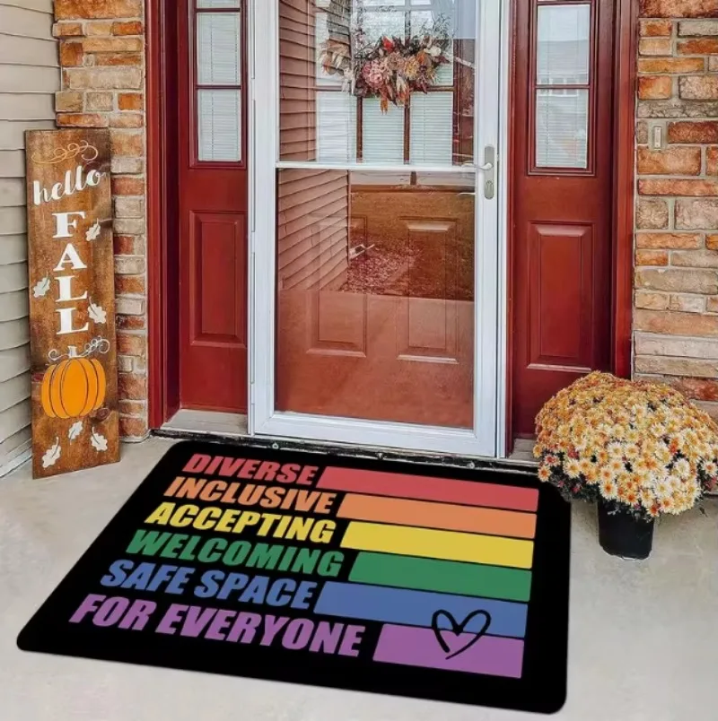 Modern Welcome Carpet Rainbow Anti Slip Sole Suitable for Front Door Living Room Kitchen Decoration Housewarming Gift Doormat