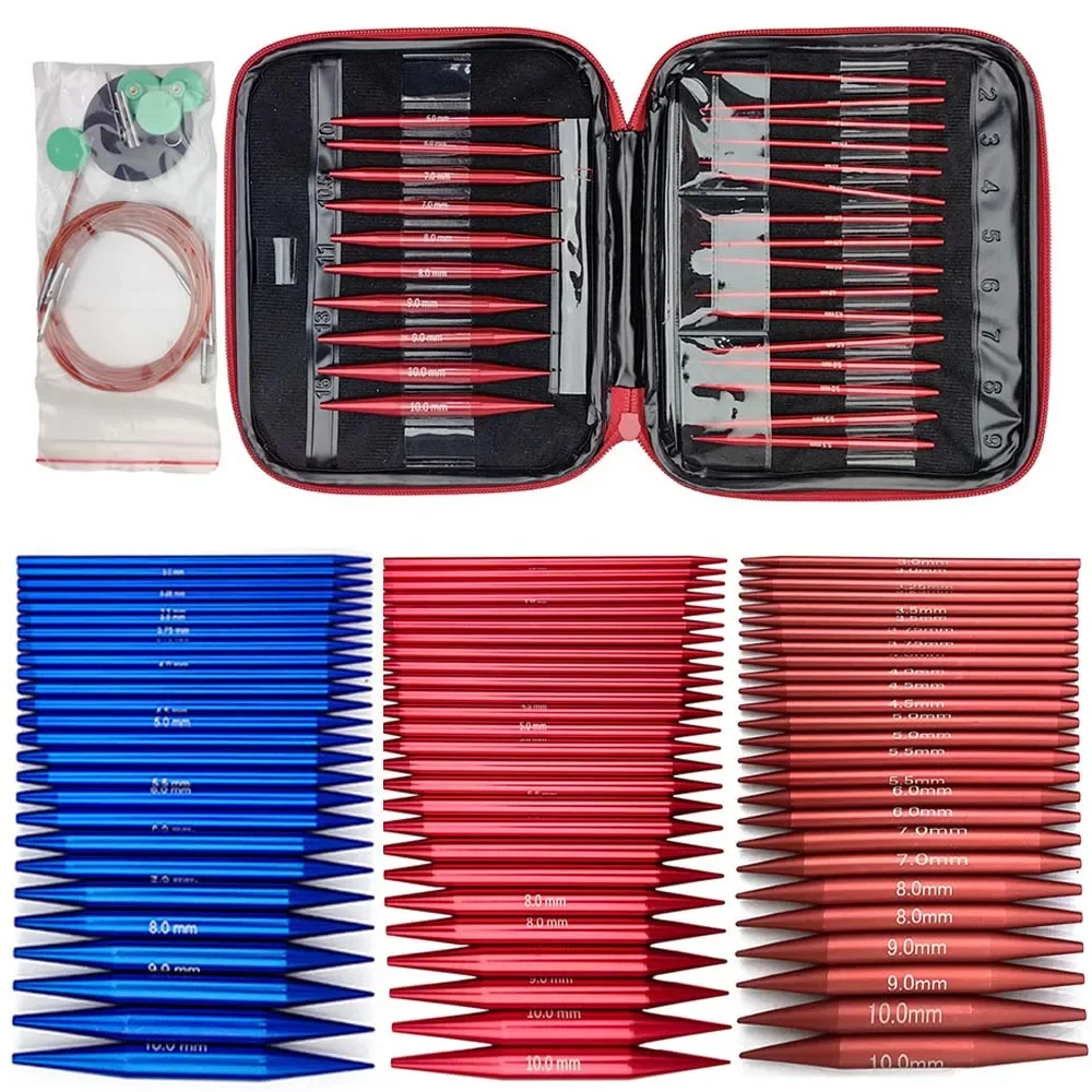 13 Pairs Aluminum Circular Knitting Needles Set Interchangeable Crochet Hooks Weaving Yarn Knitting Craft Tools Accessories Kit