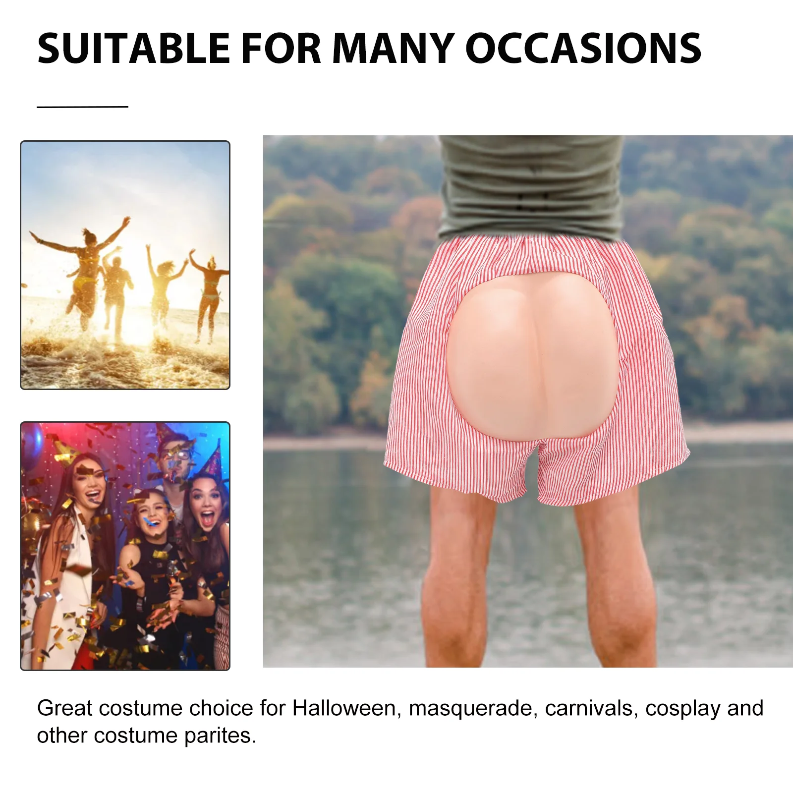 Halloween Butt Costume Bottoms Mooning Beach Pants Shorts Men's Inflatable