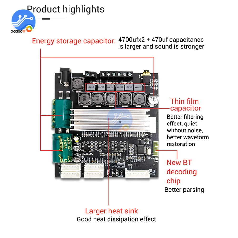 2.1 kanałowy Bluetooth 5.1 Audio płyta wzmacniacza zasilania basowego TPA3116 moduł TWS to Box potencjometr zewnętrzny 50WX2 + 100W