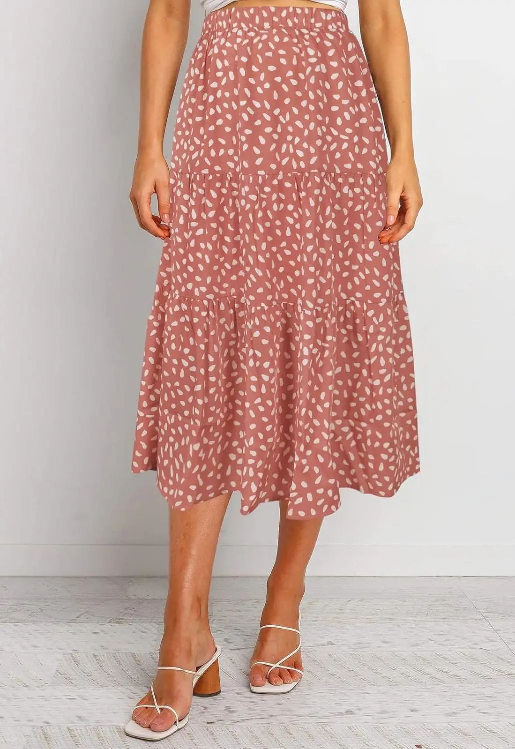 Luxy Trio Gonna Boho con stampa leopardata da donna Gonna a pieghe A-LineMidi Gonna a trapezio con stampa floreale animale taglie forti Gonna lunga