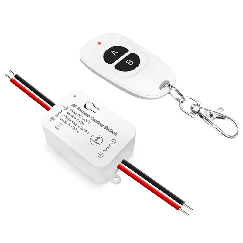 A52T 2X 433Mhz Wireless Remote Control Switch 10A DC 6V 12V 24V 30V 36V Mini RF Relay Receiver Transmitter