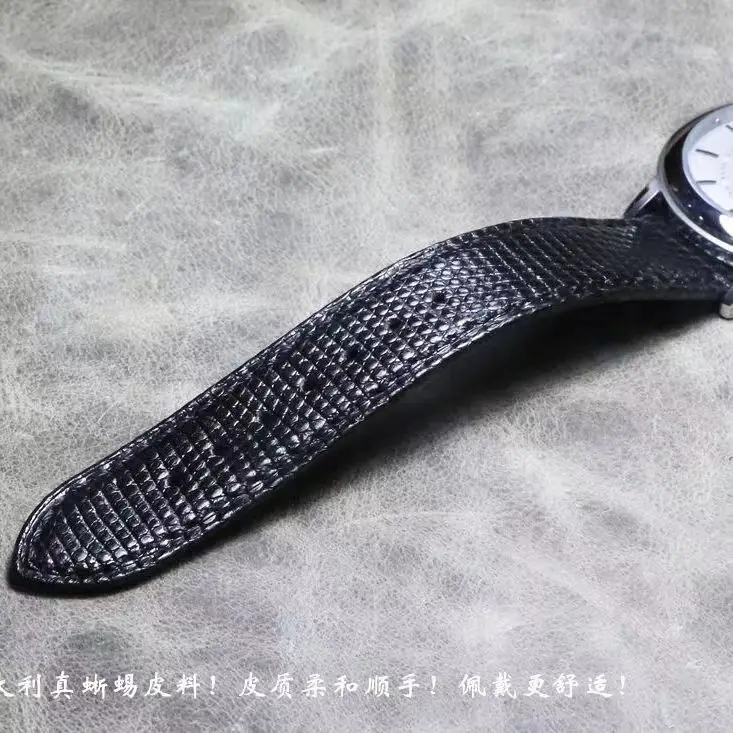 High Grade Lizard Leather Soft Bracelet, Handmade Leather Watch Strap, Vintage Black Bracelet, Slim Strap, 18mm, 19mm, 20mm, 21m