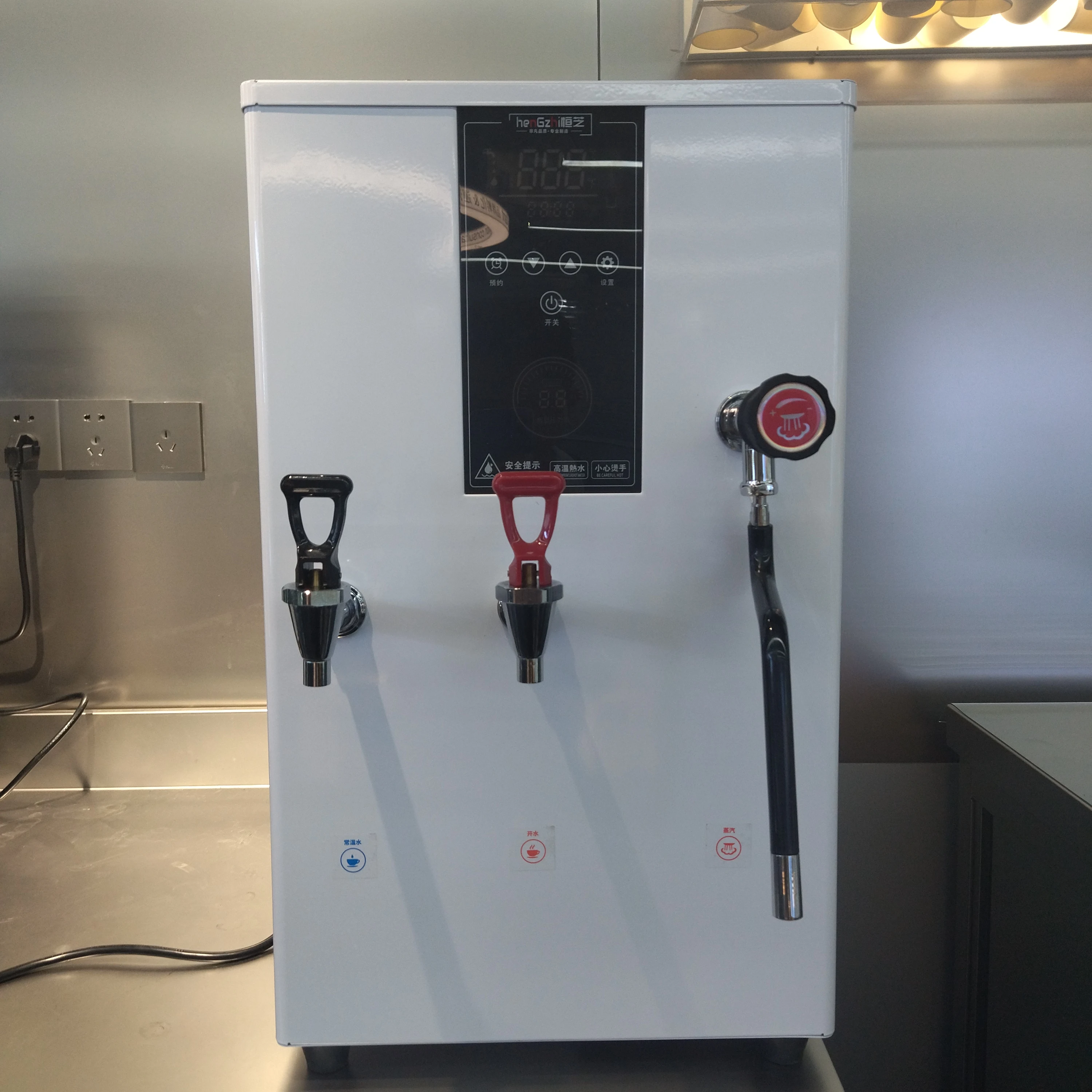 20L Commercial Intelligent LCD Touch Screen Water Boiling Machine With Steam 50L/H Hot Water And Cold Water Milk Foam Equipment