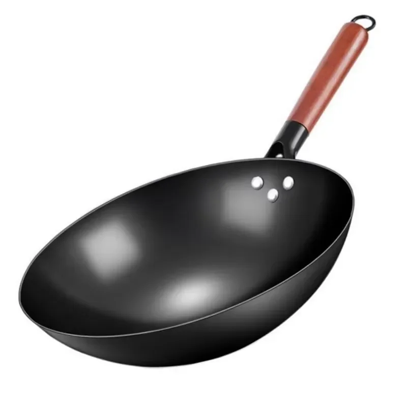 Second Generation Uncoated Iron Nitride Non Stick Wok Anti Rust Household Cooking Pan Traditional Design Durable Kitchenware