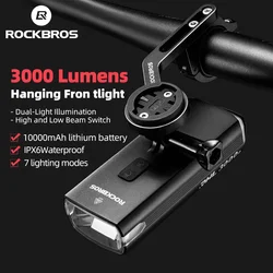 ROCKBROS Bicycle Front Light Headlight 3000LM 10000mAh MTB Bike Light Hanging Version Waterproof Cycling Bicycle Lamp Flashlight