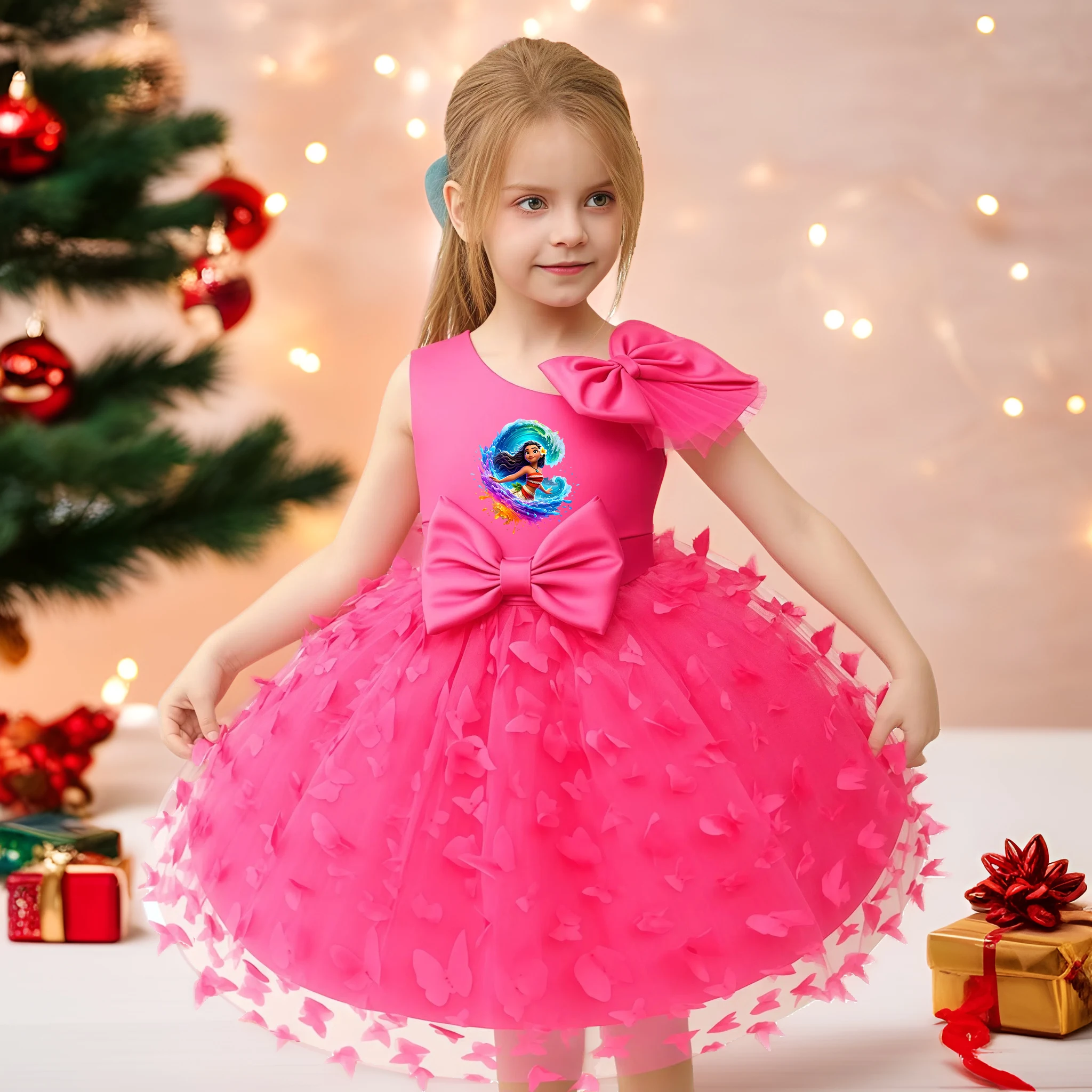 

Moana/платья принцессы с бабочками для девочек, детское платье на день рождения, детское роскошное платье для свадьбы, рождественской вечеринки