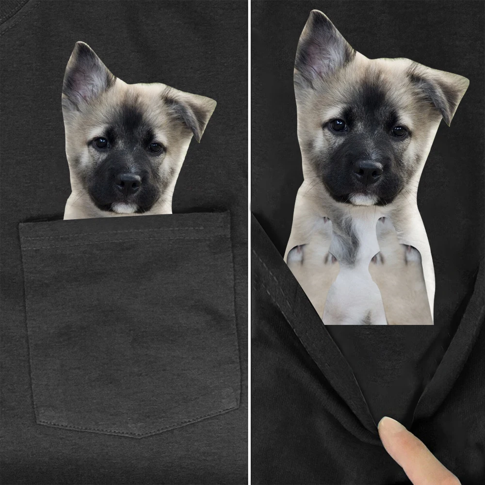 CLOOCL Welpen Hunde Baumwolle T-shirts Lustige Nette Tiere Doppel Mittelfinger Gedruckt Tasche T-shirts Sommer Kurzarm Shirts