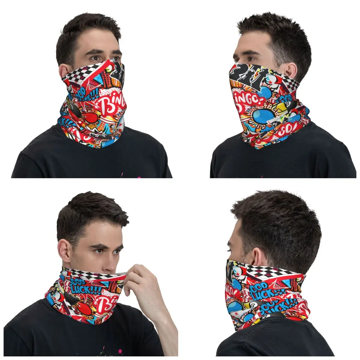 Bingo Game Night Bandana Neck Cover Printed Checkers Balaclavas Magic Scarf Multi-use Cycling Hiking Unisex Adult Winter