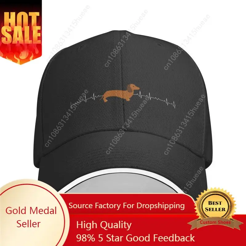 

Custom Dachshund Heartbeat Baseball Cap Men Women Adjustable Hotdog Badger Wiener Sausage Dog Dad Hat Streetwear