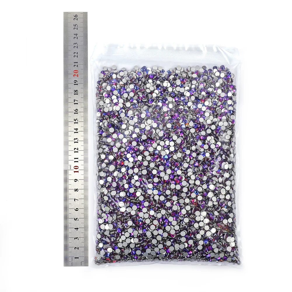 Newest Wholesale 14400Pcs Purple Velvet Glitter Crystal Non Hot Fix Rhinestones Glass Strass Flatback For DIY Nails Decorations