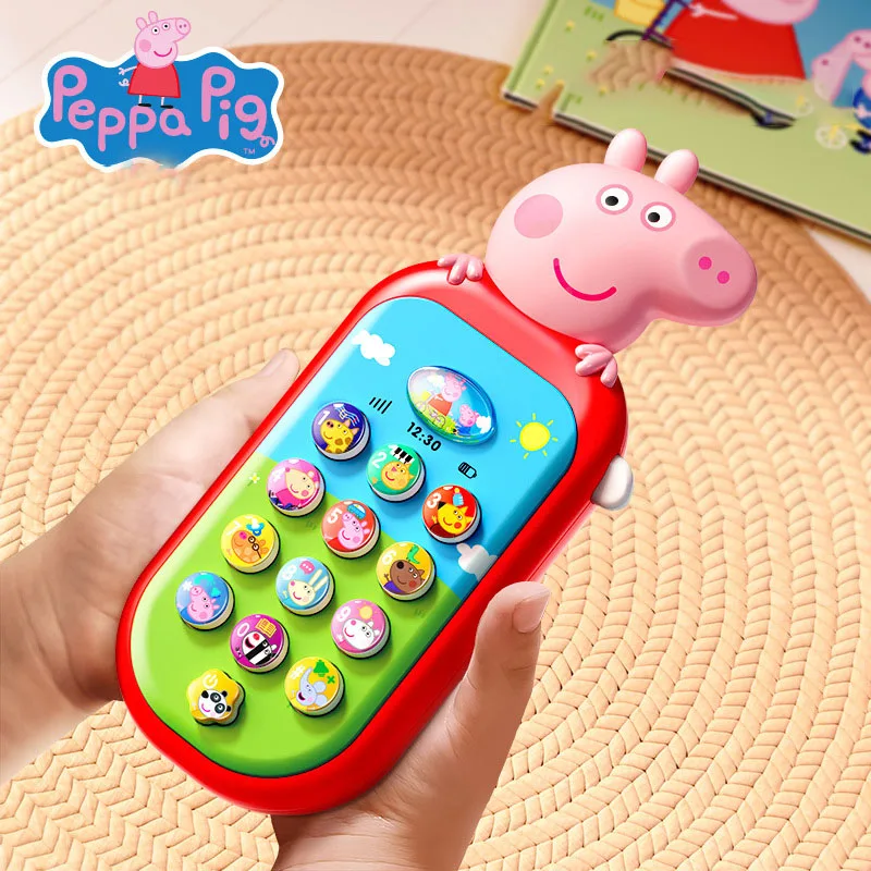 Peppa Pig Peggy Children\'s Toys Peggy George Mobile Phone Baby Bite Baby Puzzle Early Education Simulation Music Phone Gift