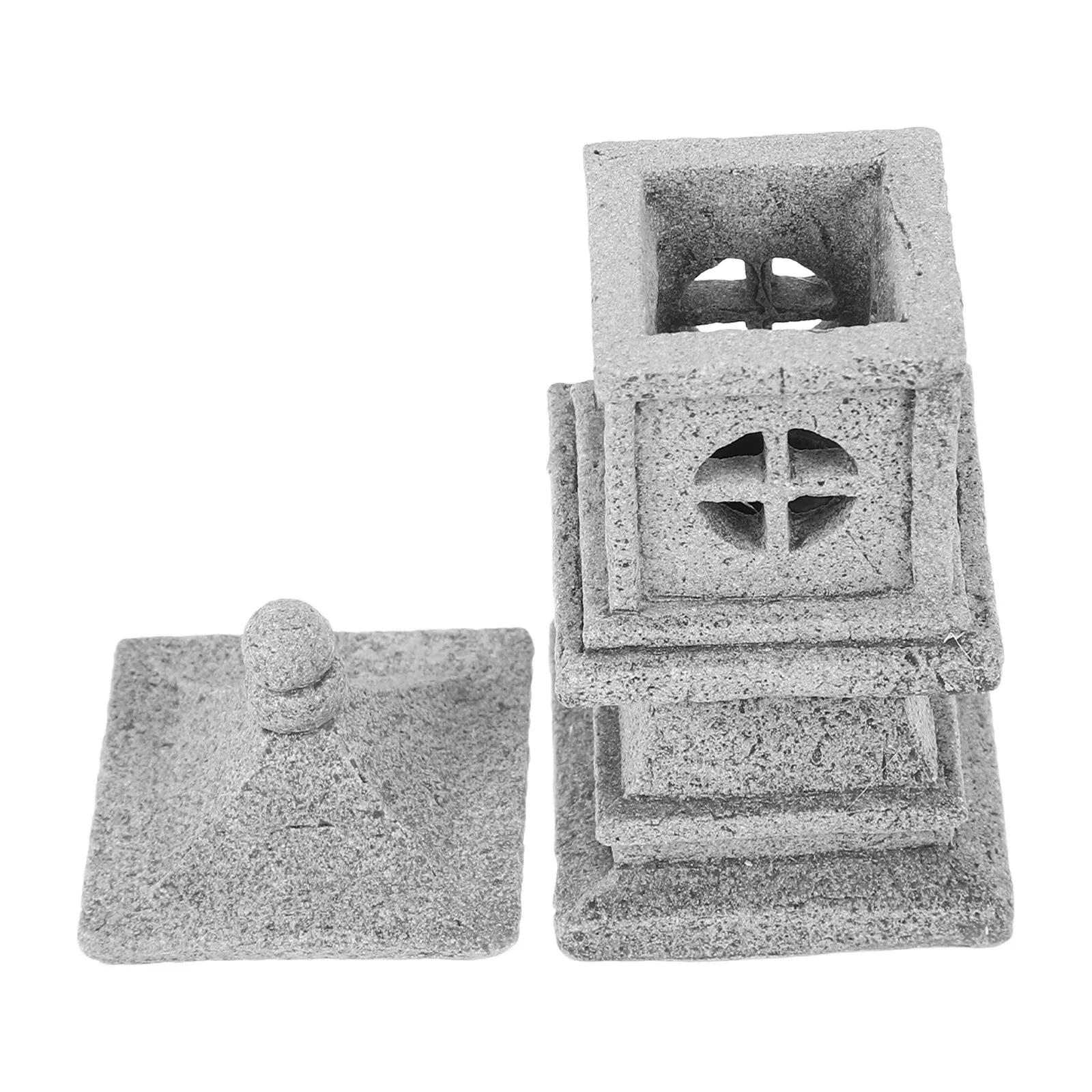 Miniature Stone Pagoda Lantern Japanese Garden Decor Top Openable Light Bead Zen Bonsai Micro Landscape Patio Outdoor Decoration