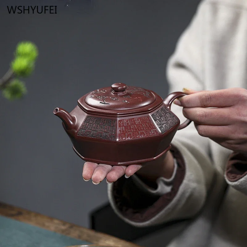 

Yixing handmade purple clay teapot Dragon Blood Sand Teapot Tea Charm Baifu Teapot 370ml Chinese Gongfu Tea pot 1pcs