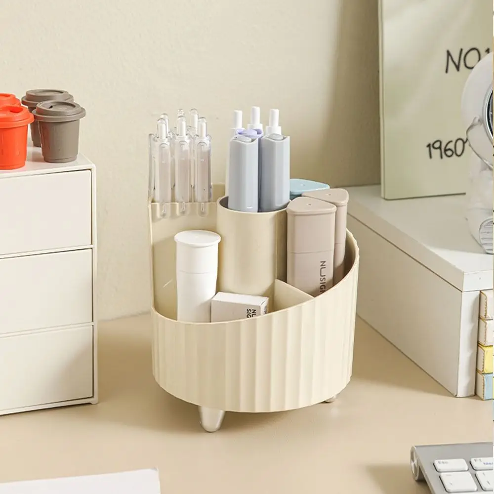 

360°Rotating Pen Storage Box Multi-function Tabletop Storage Makeup Brushes Holder Home Office Simple Stationery Organizer Stand