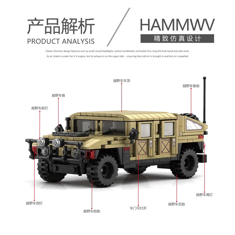 998 off-road vehicle model Hummer off-road vehicle assembly block toy